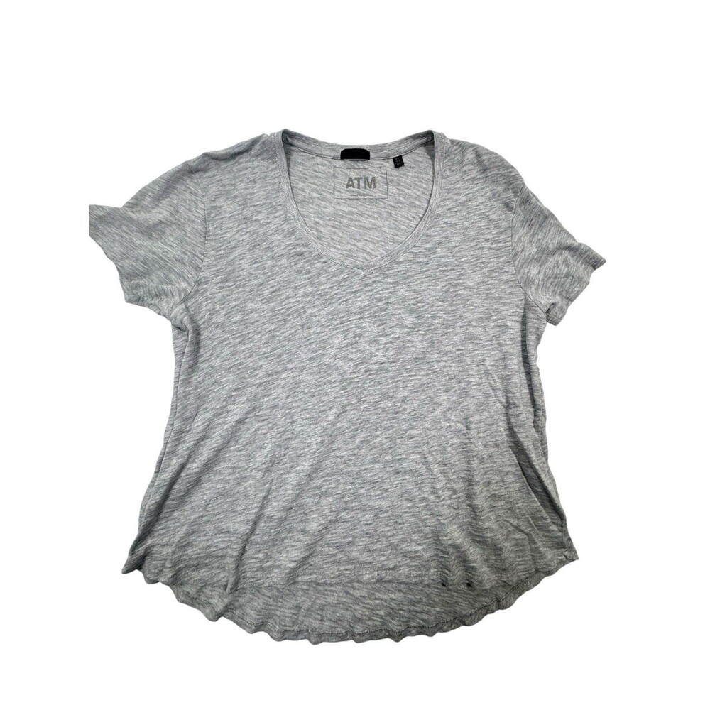 ATM SLUB JERSEY SCHOOLBOY Boyfriend Scoopneck Hi Low Grey T Shirt Size M/L